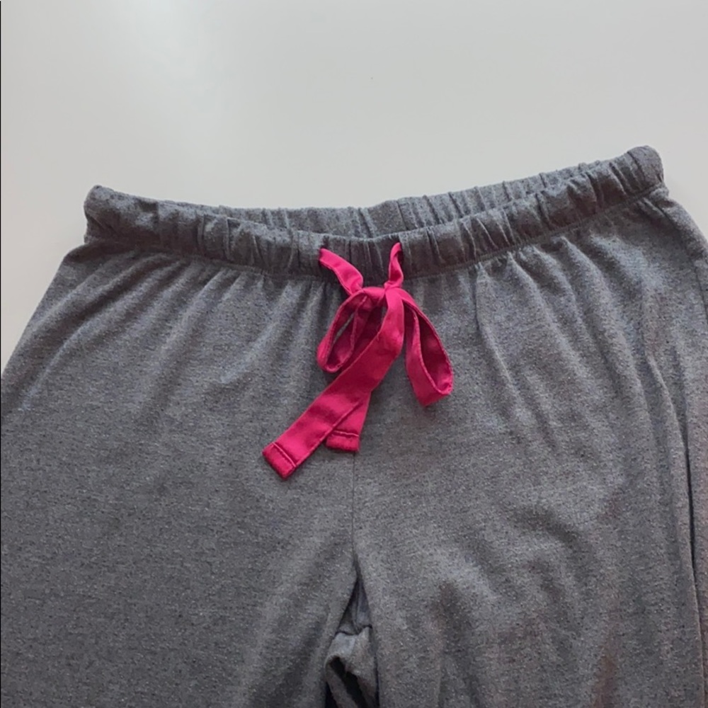 Gray and hot pink PJ set